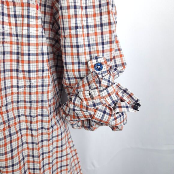 NWT Five Four Club Mens XL Red White Blue Roll Tab Sleeve Button Up Down Shirt - Picture 2 of 8